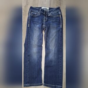 Bke Girls Crop Blue Jeans Size 8 Adjustable Waist Straight Fit